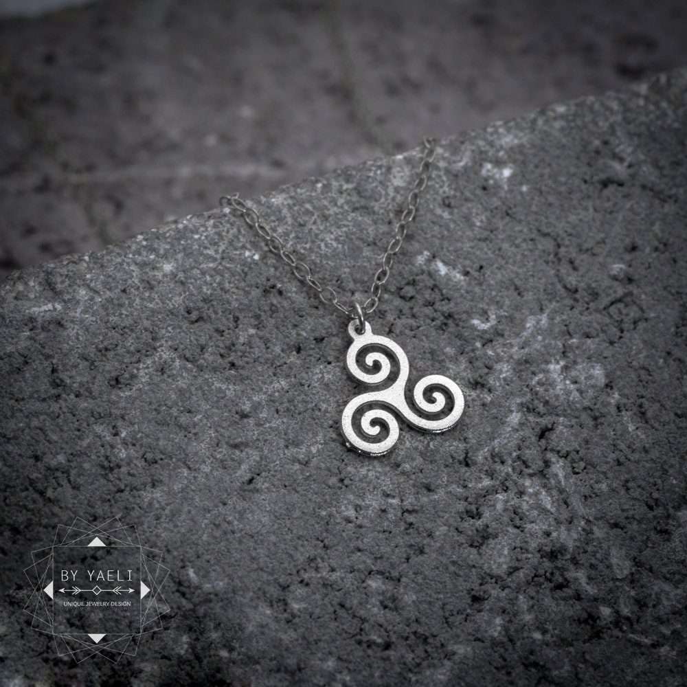 Celtic necklace Irish jewelry silver triskelion necklace Celtic jewelry