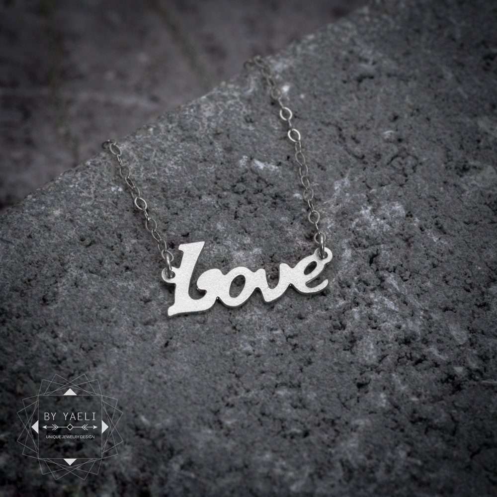 Love necklace silver love statement necklace personalized mom gift