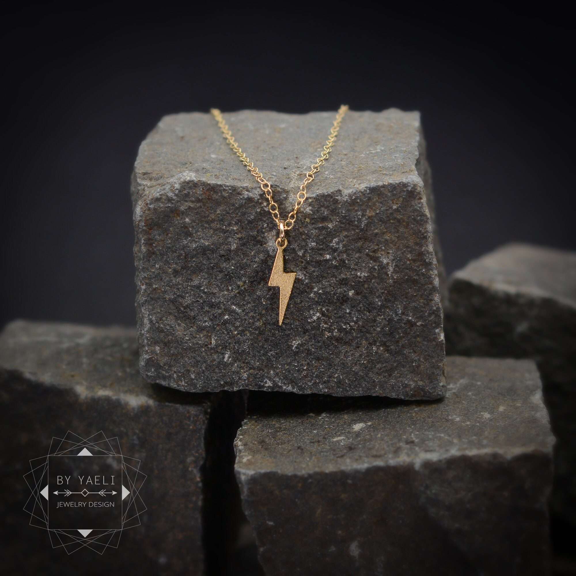 Lightning bolt necklace gold lightning bolt charm minimalist necklace 3 Lightning bolt necklace gold lightning bolt charm minimalist necklace - Image 3
