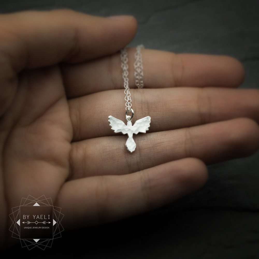 Phoenix necklace tiny phoenix pendant silver phoenix bird charm 3 Phoenix necklace tiny phoenix pendant silver phoenix bird charm - Image 3