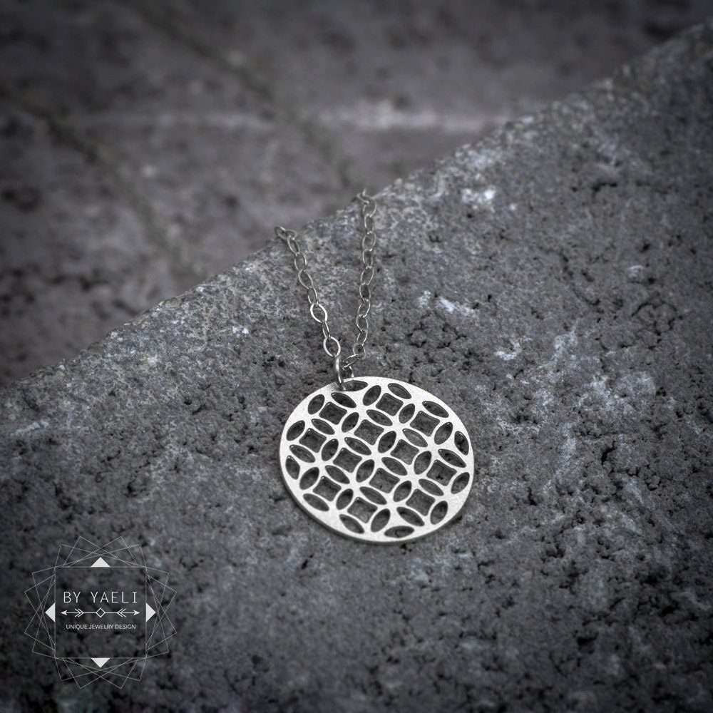 Celtic necklace geometric silver sacred geometry Celtic jewelry coin necklace sacred necklace