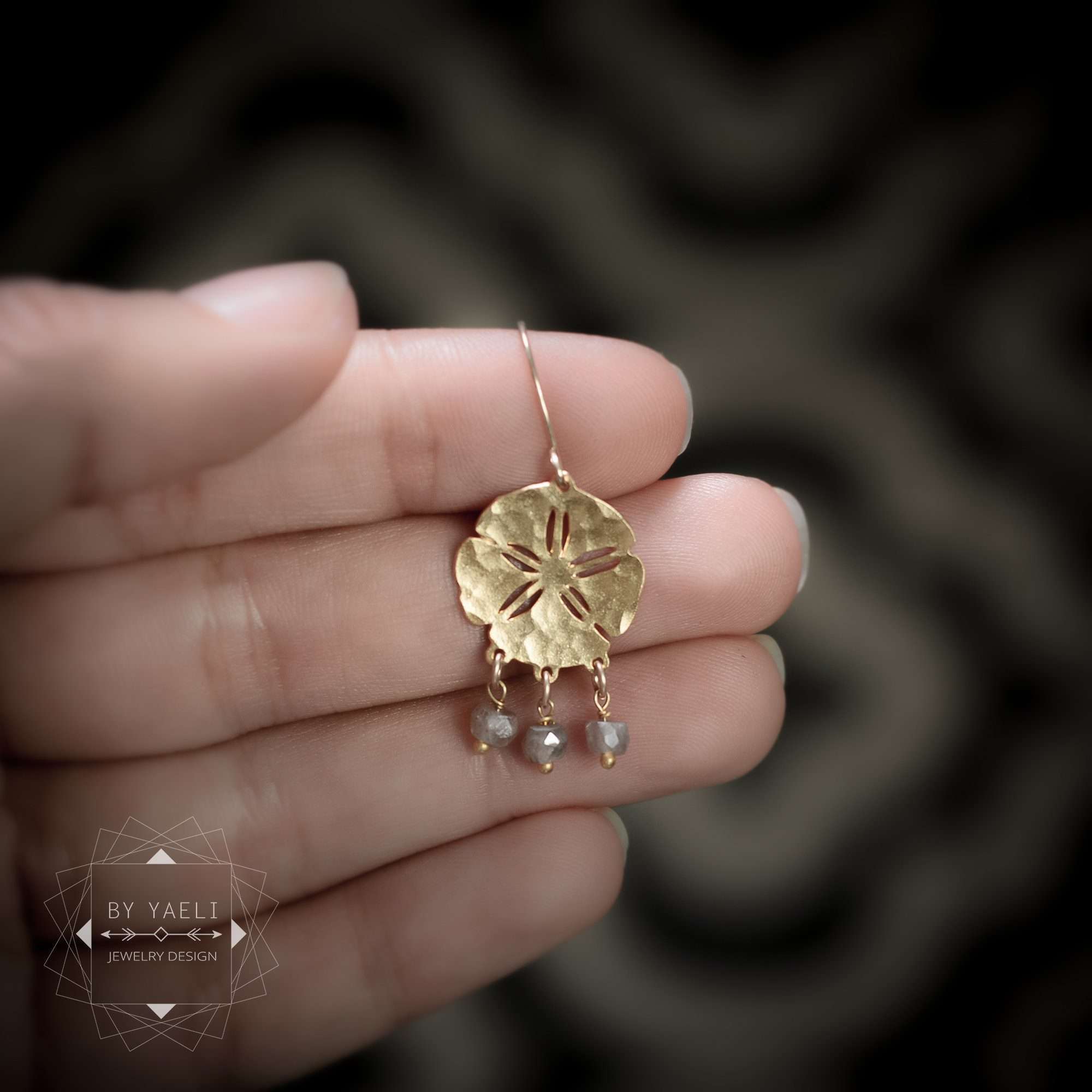 Dangle earrings labradorite earrings sea urchin drop earrings