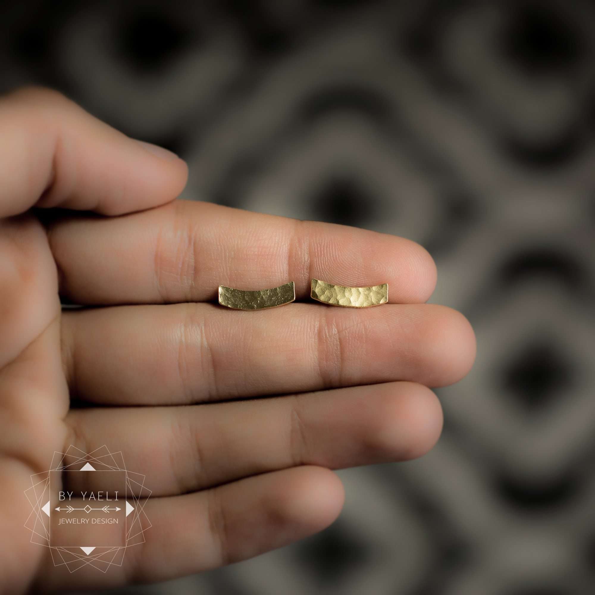 Bar earrings – bar stud earrings, geometric hammered minimalist earrings