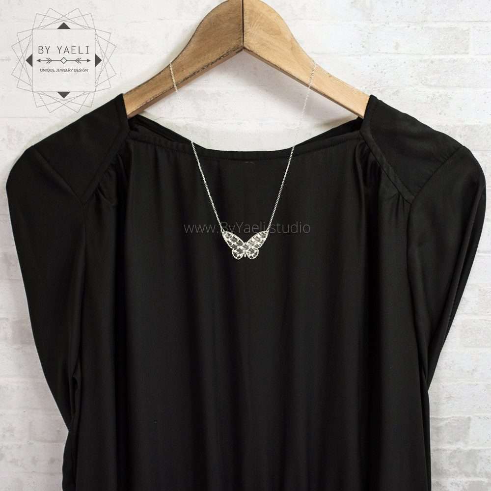 Butterfly necklace geometric silver butterfly jewelry butterfly pendant