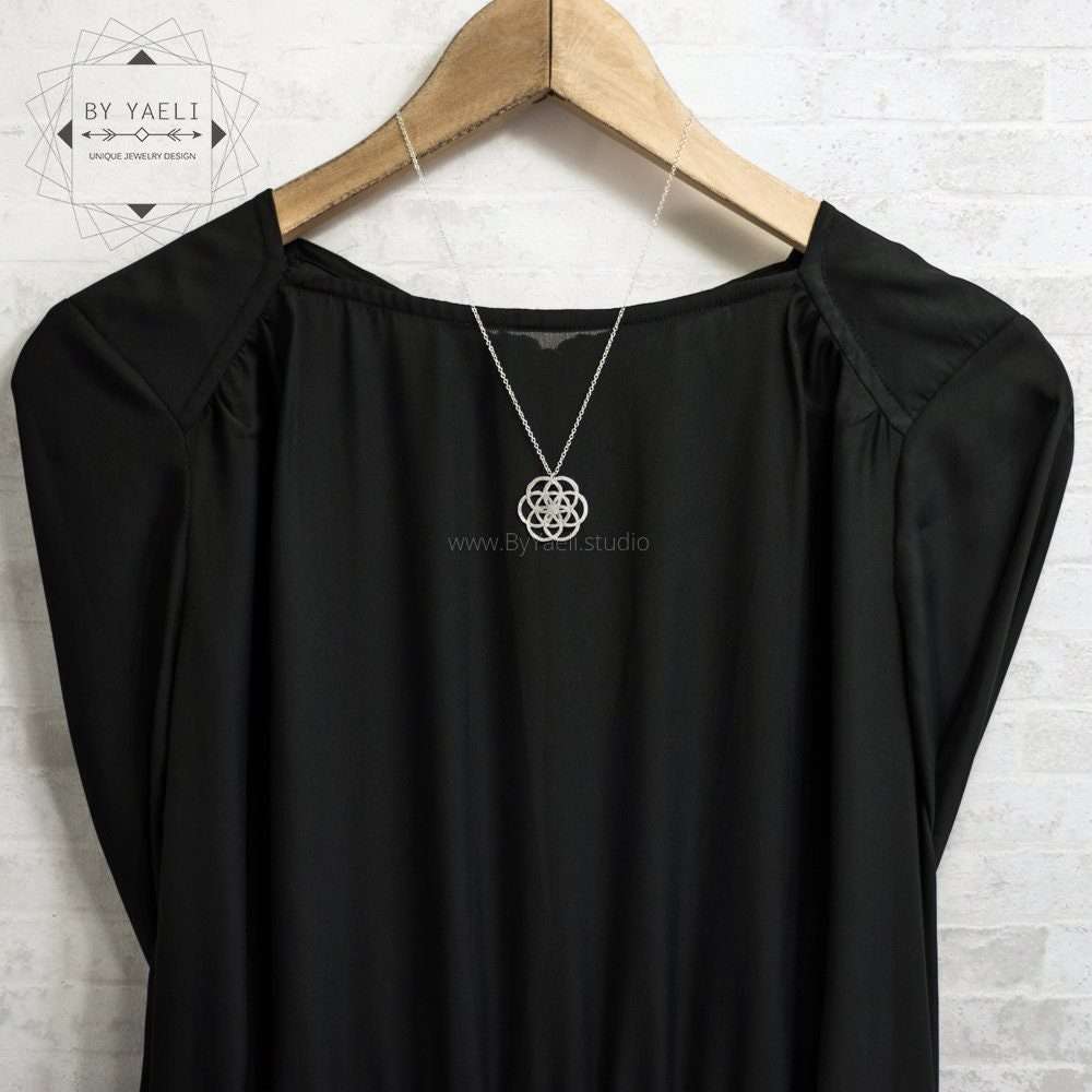 Sacred geometry necklace Celtic necklace silver flower of life necklace Irish jewelry