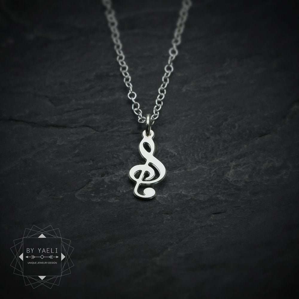 Treble clef necklace music jewelry Treble clef charm musician gift
