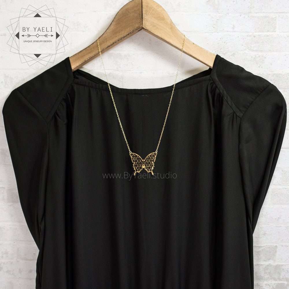 Butterfly necklace gold butterfly pendant geometric butterfly jewelry
