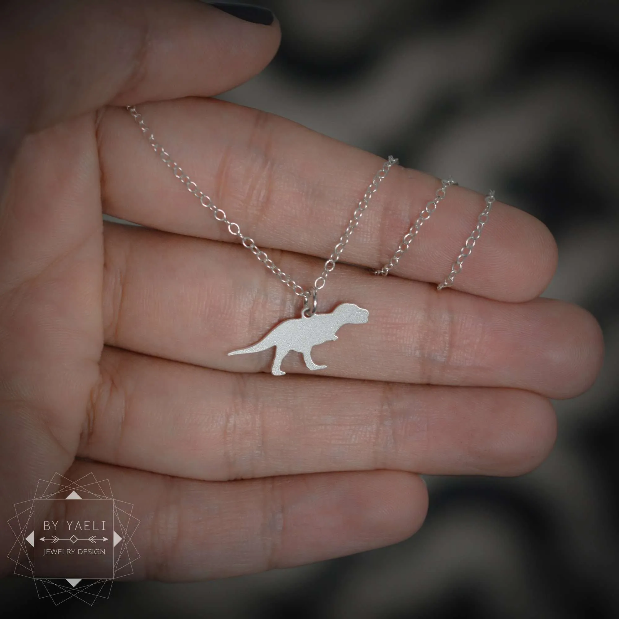 Dinosaur necklace tiny T rex charm silver dinosaur jewelry T rex necklace dinosaur charm