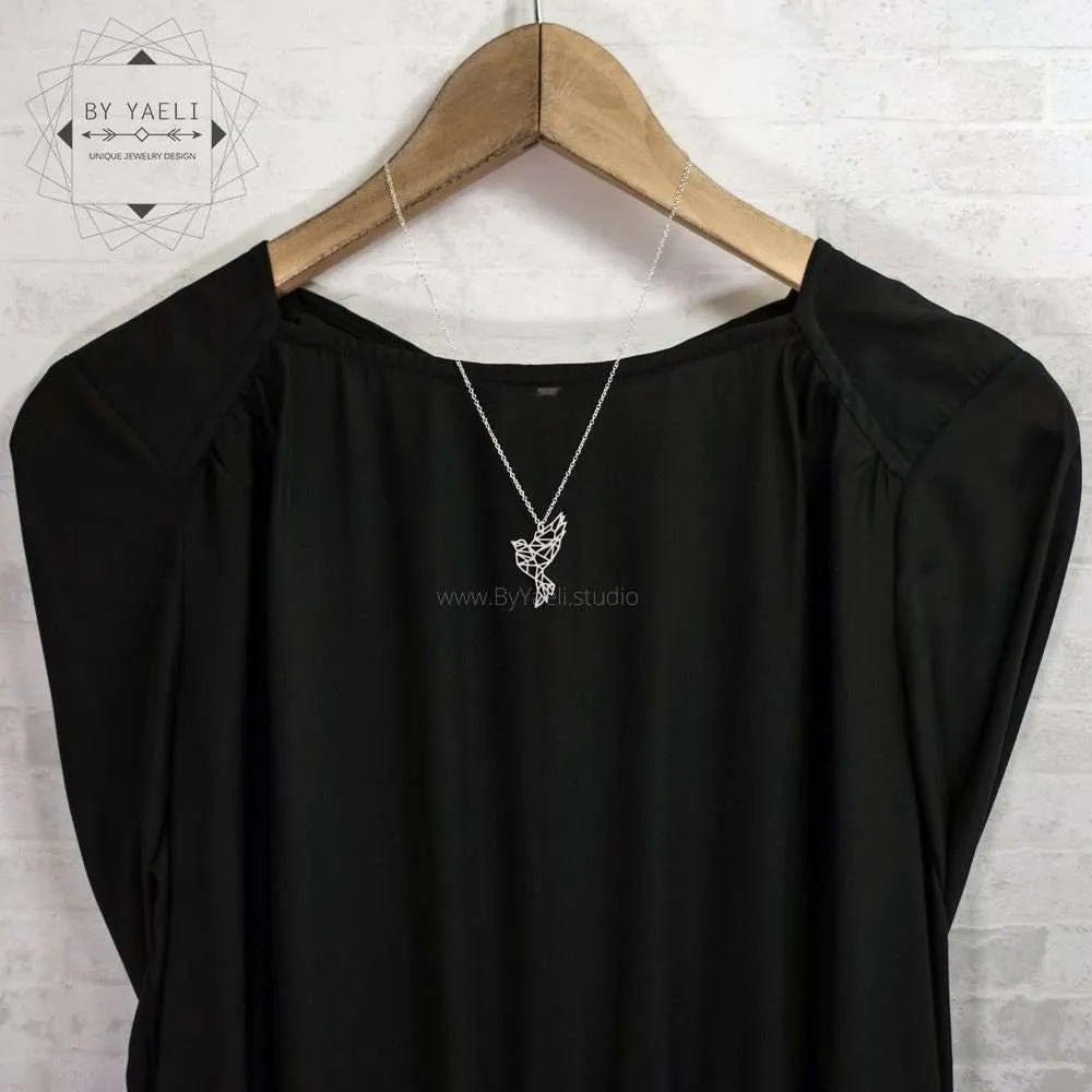 Bird necklace silver bird pendant silver origami bird necklace origami dove necklace