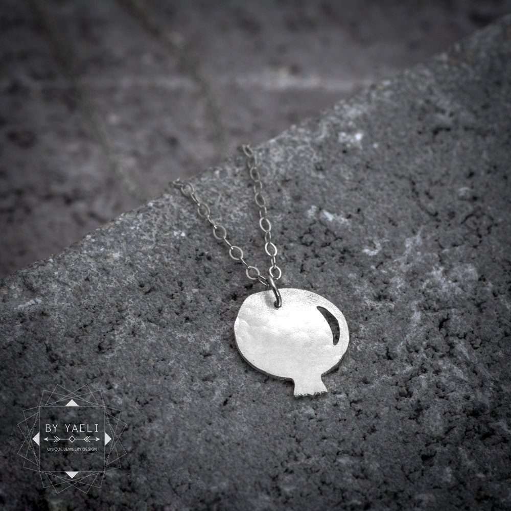 Pomegranate necklace silver pomegranate charm pomegranate pendant