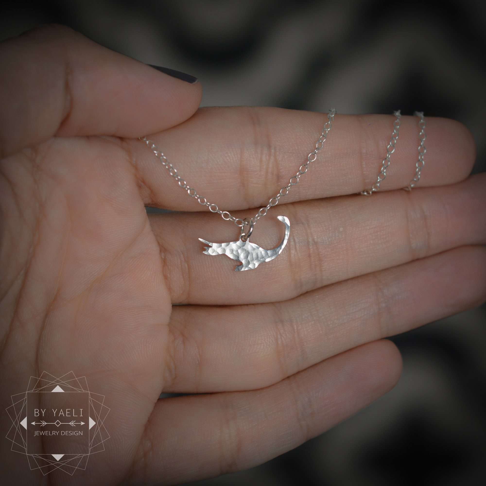 Dinosaur necklace silver tiny plesiosaur necklace dinosaur charm