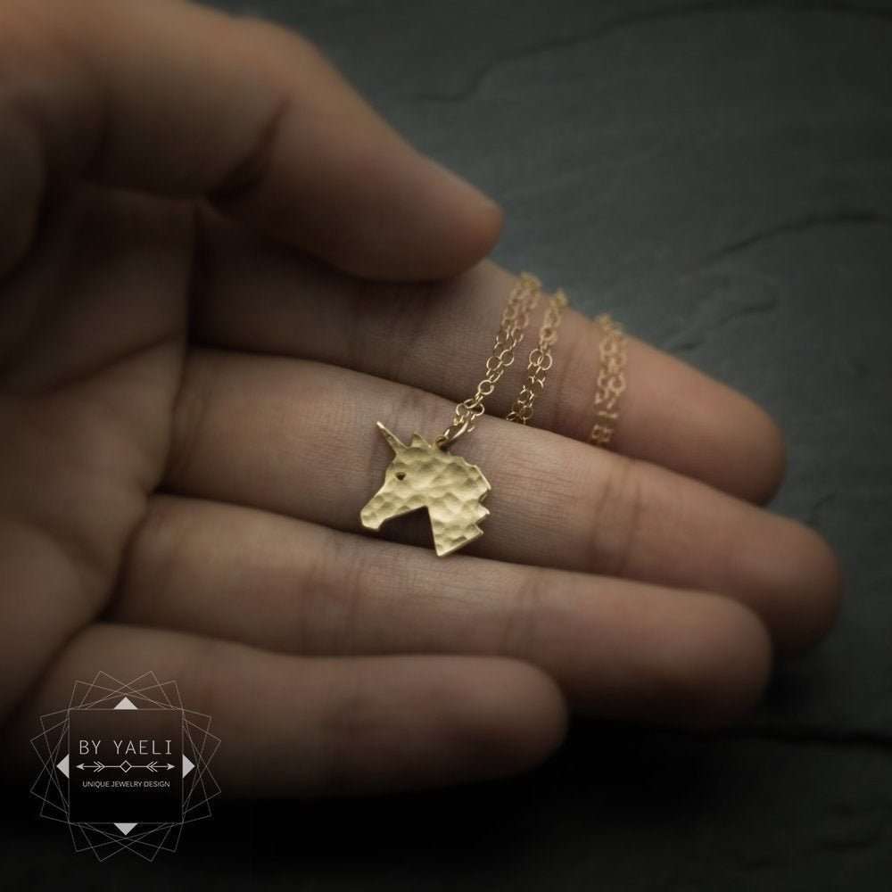 Unicorn necklace gold unicorn head pendant tiny unicorn charm