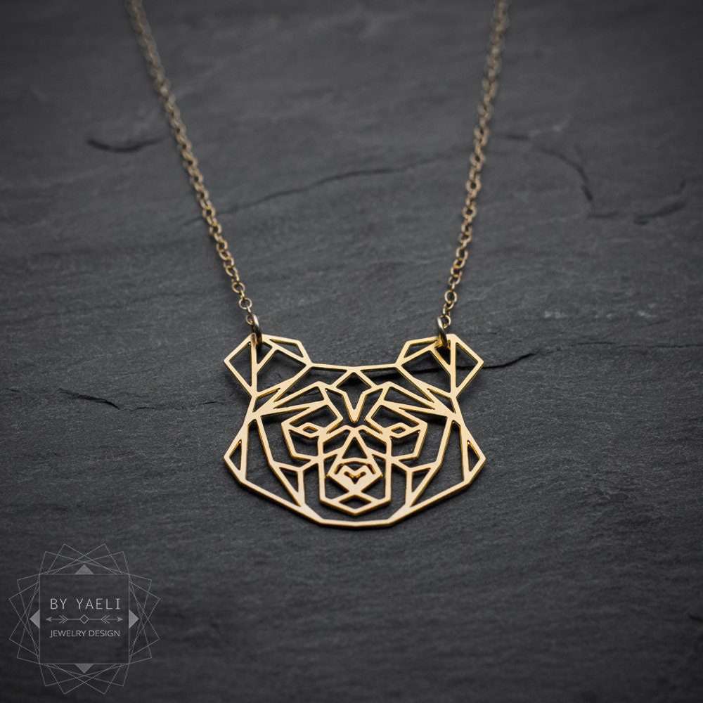 Bear necklace gold mama bear pendant gift for mom