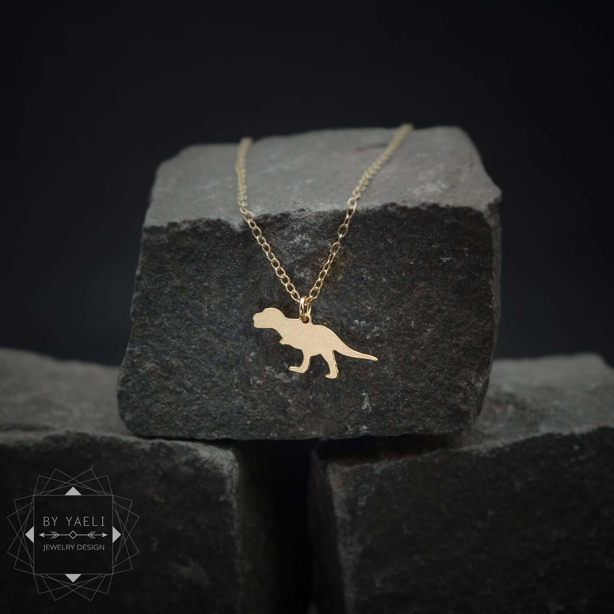 Dinosaur necklace gold tiny t rex charm dinosaur jewelry Trex dinosaur charm
