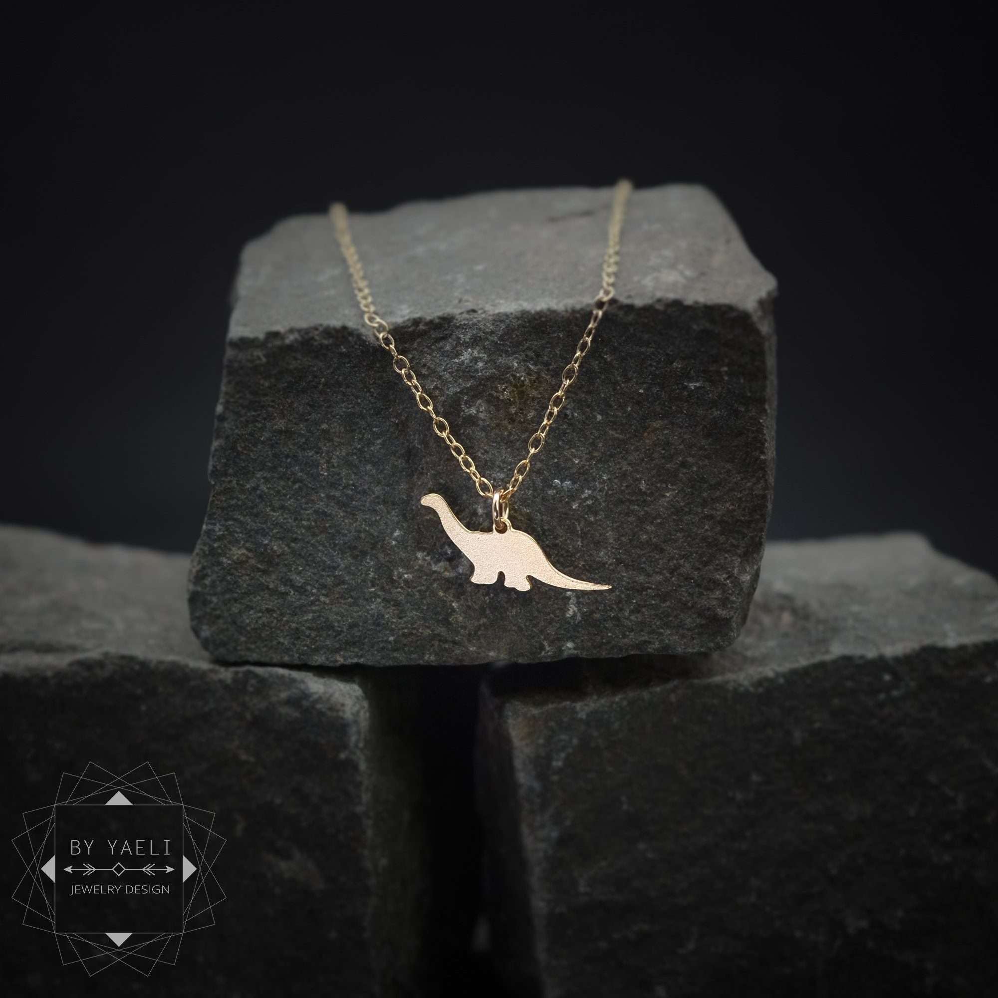 Dinosaur necklace brachiosaurus charm gold dinosaur jewelry dinosaur charm