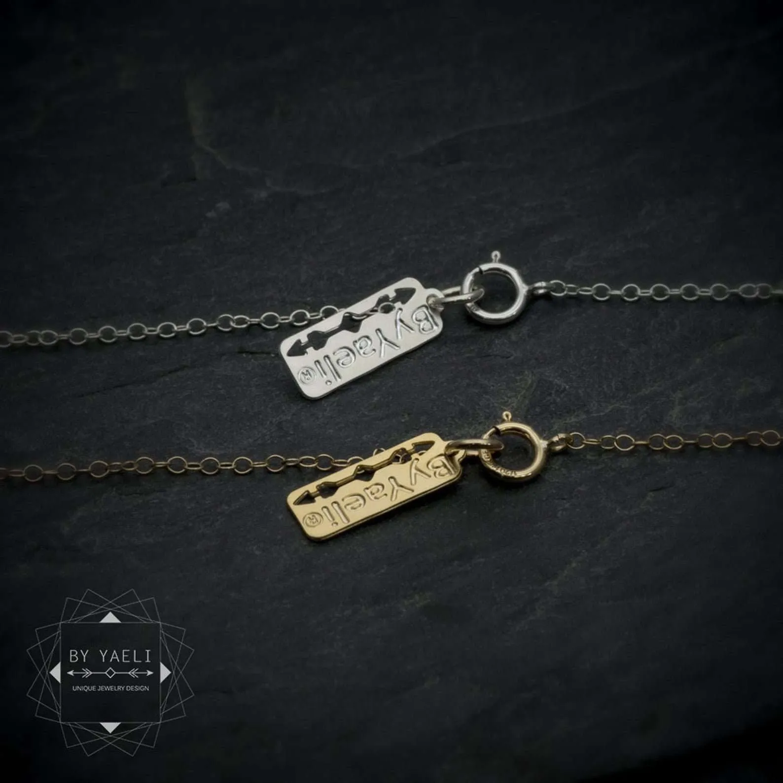 Gold deer necklace origami deer pendant gold geometric deer jewelry 3 Chain clasp branded by ByYaeli. Proof of originality ByYaeli product