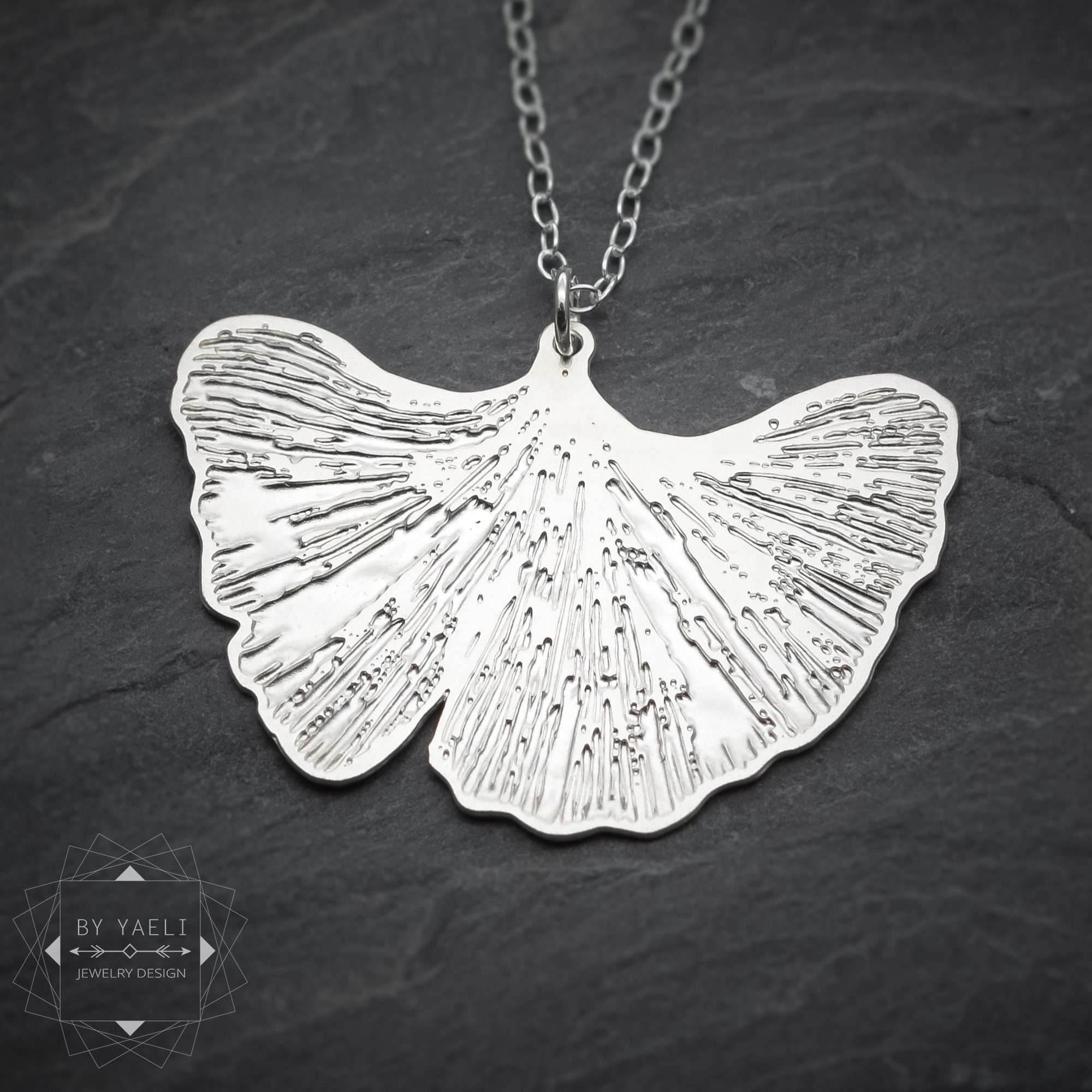 Leaf necklace silver ginkgo leaf necklace Japanese jewelry