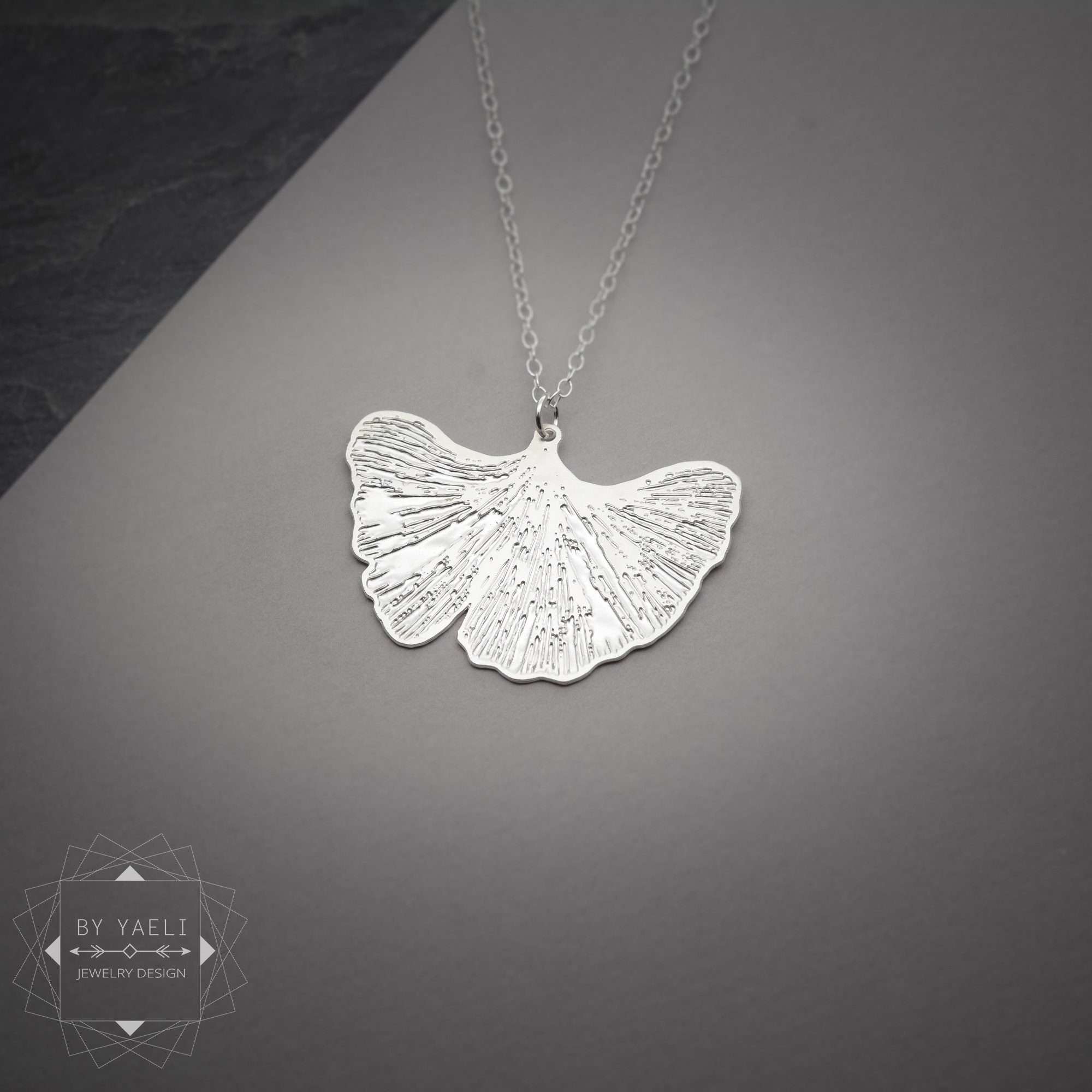 Leaf necklace silver ginkgo leaf necklace Japanese jewelry