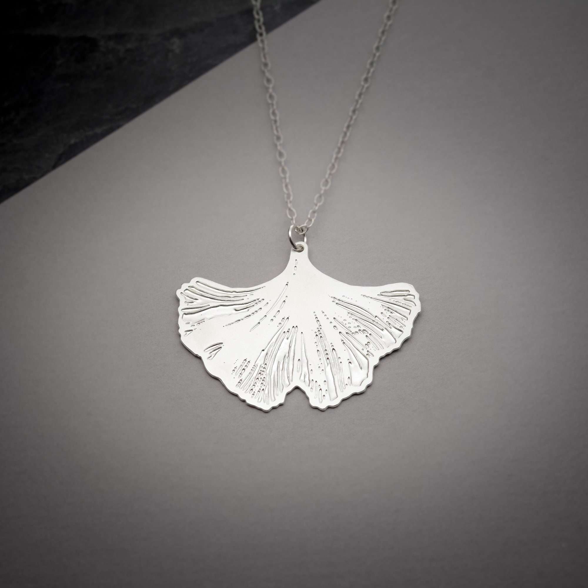 Ginkgo necklace silver Ginkgo leaf necklace Japanese jewelry