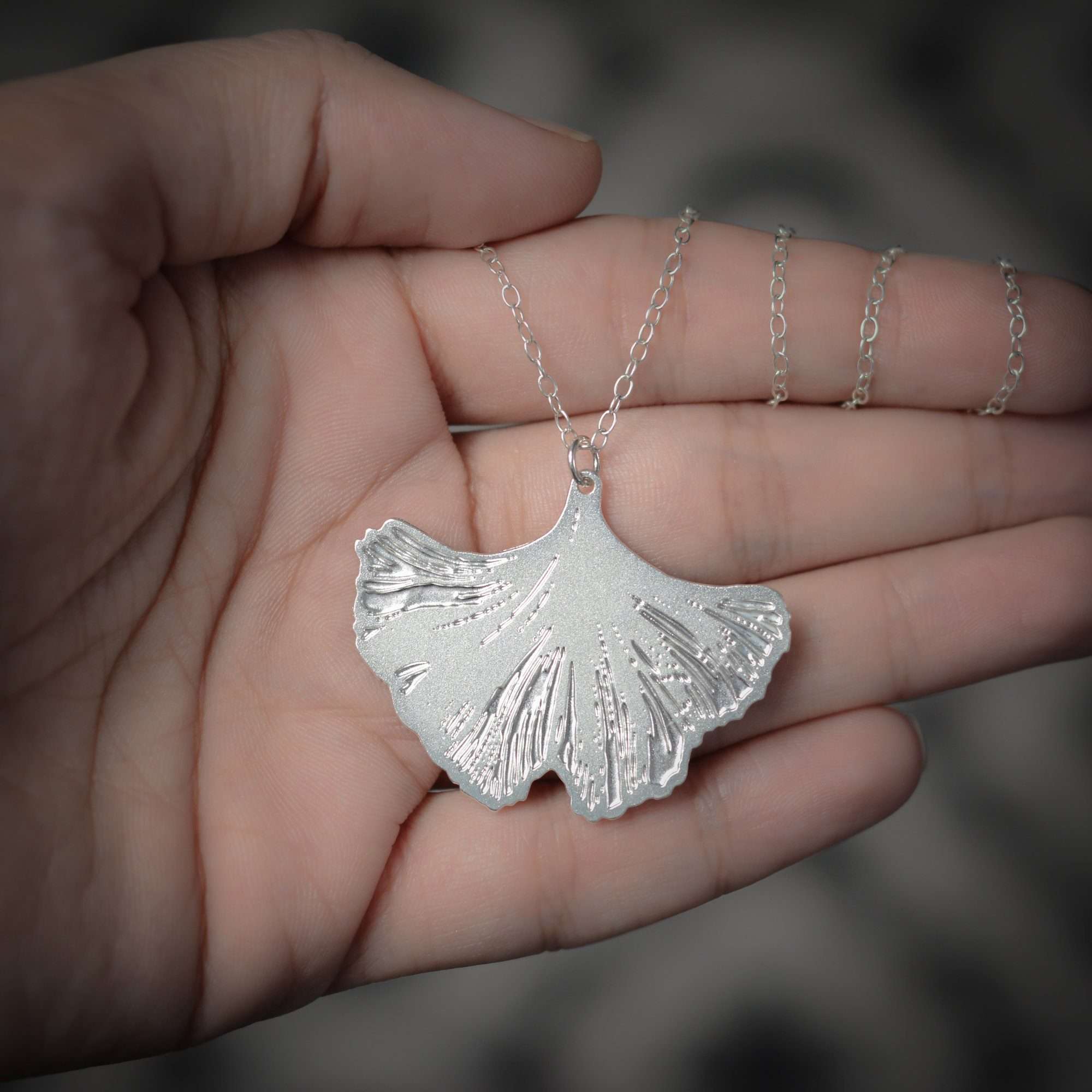 Ginkgo necklace silver Ginkgo leaf necklace Japanese jewelry