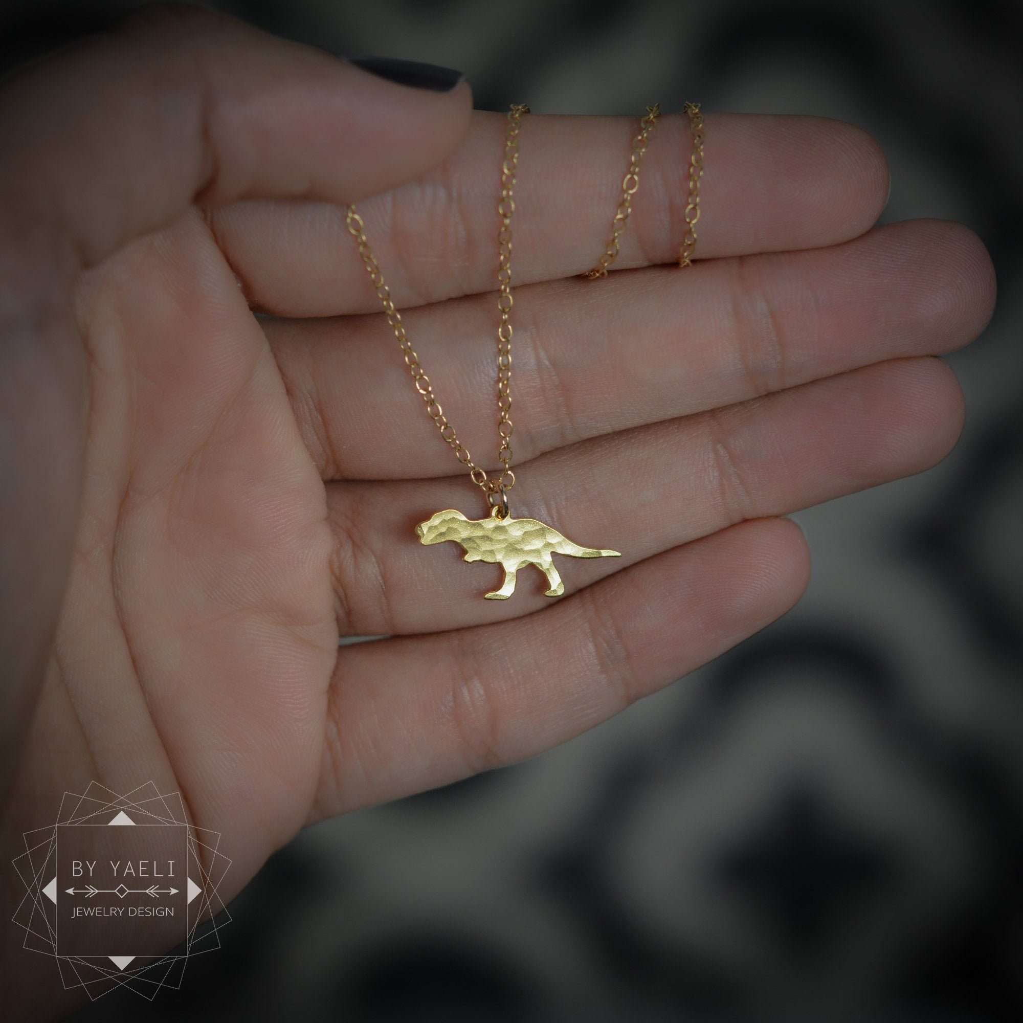 Dinosaur necklace gold tiny t rex charm dinosaur jewelry Trex dinosaur charm