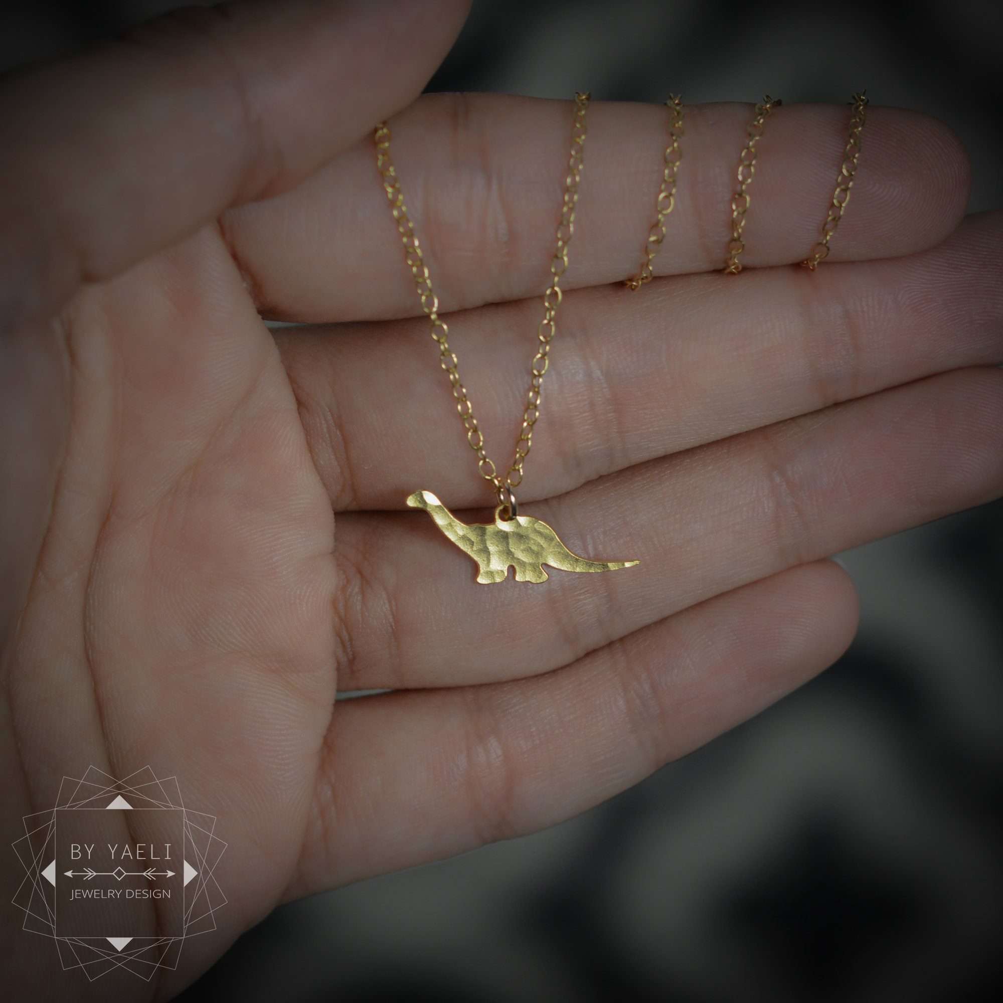 Dinosaur necklace brachiosaurus charm gold dinosaur jewelry dinosaur charm