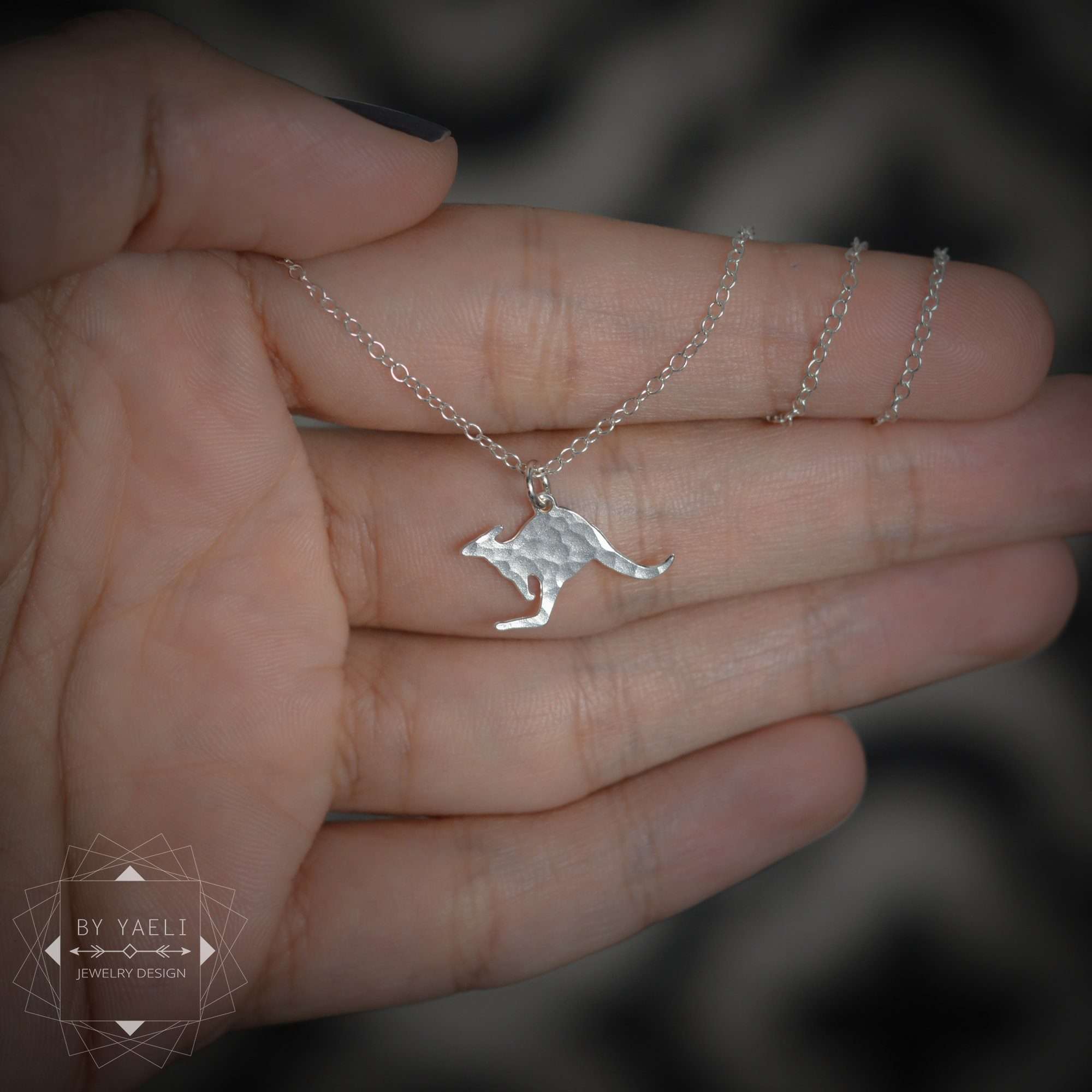 Kangaroo necklace tiny silver kangaroo charm kangaroo pendant