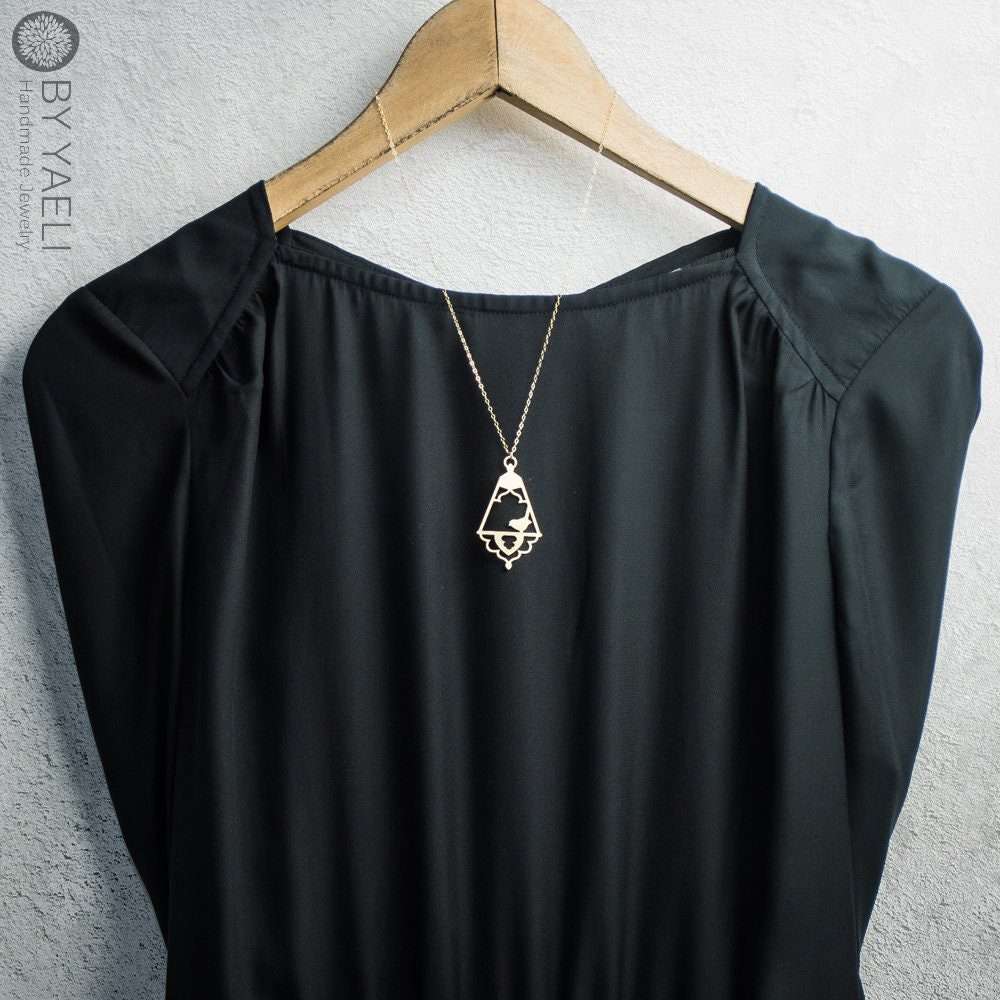 Bird necklace bird cage necklace cage necklace long necklace Christmas gift for here