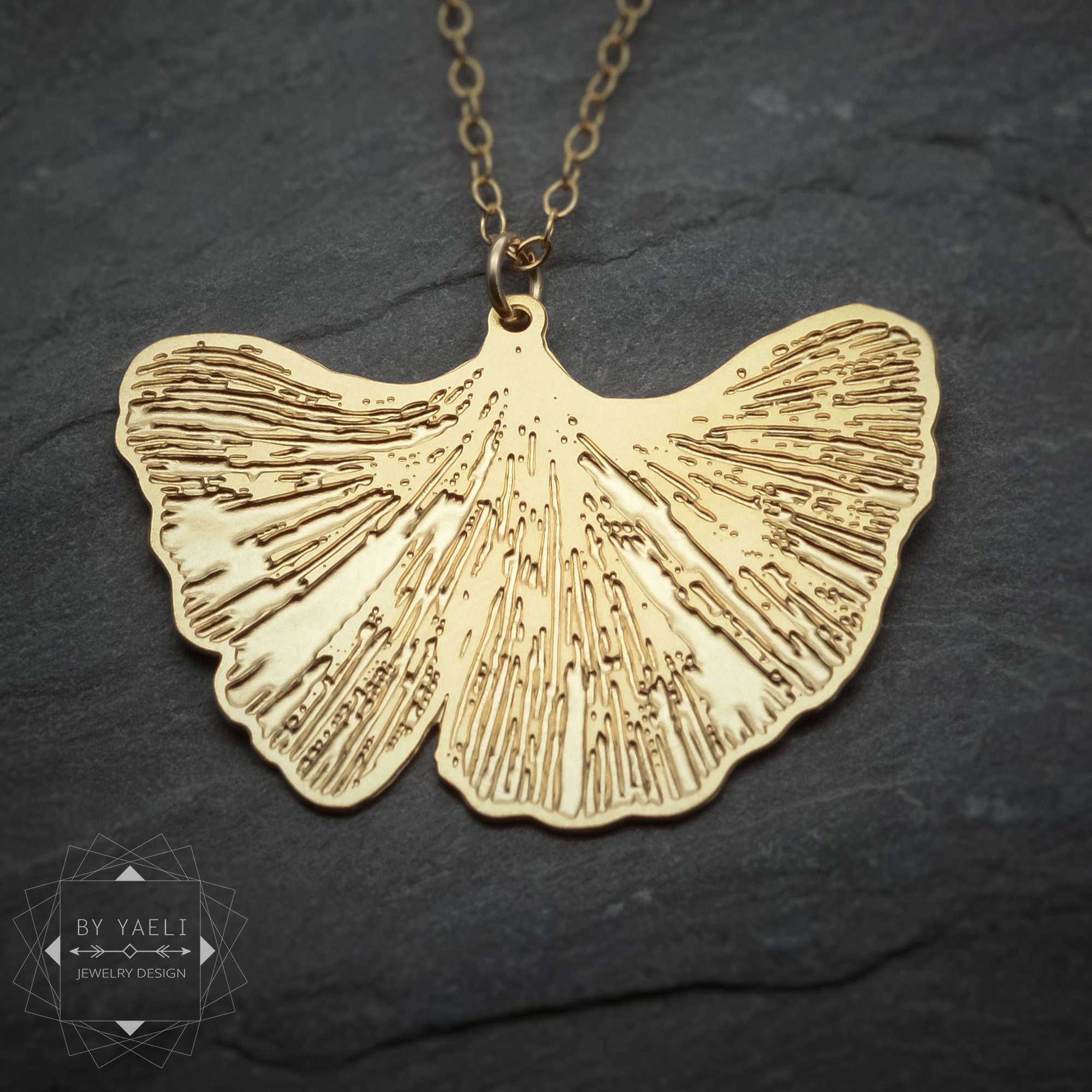 Ginkgo leaf necklace gold leaf pendant