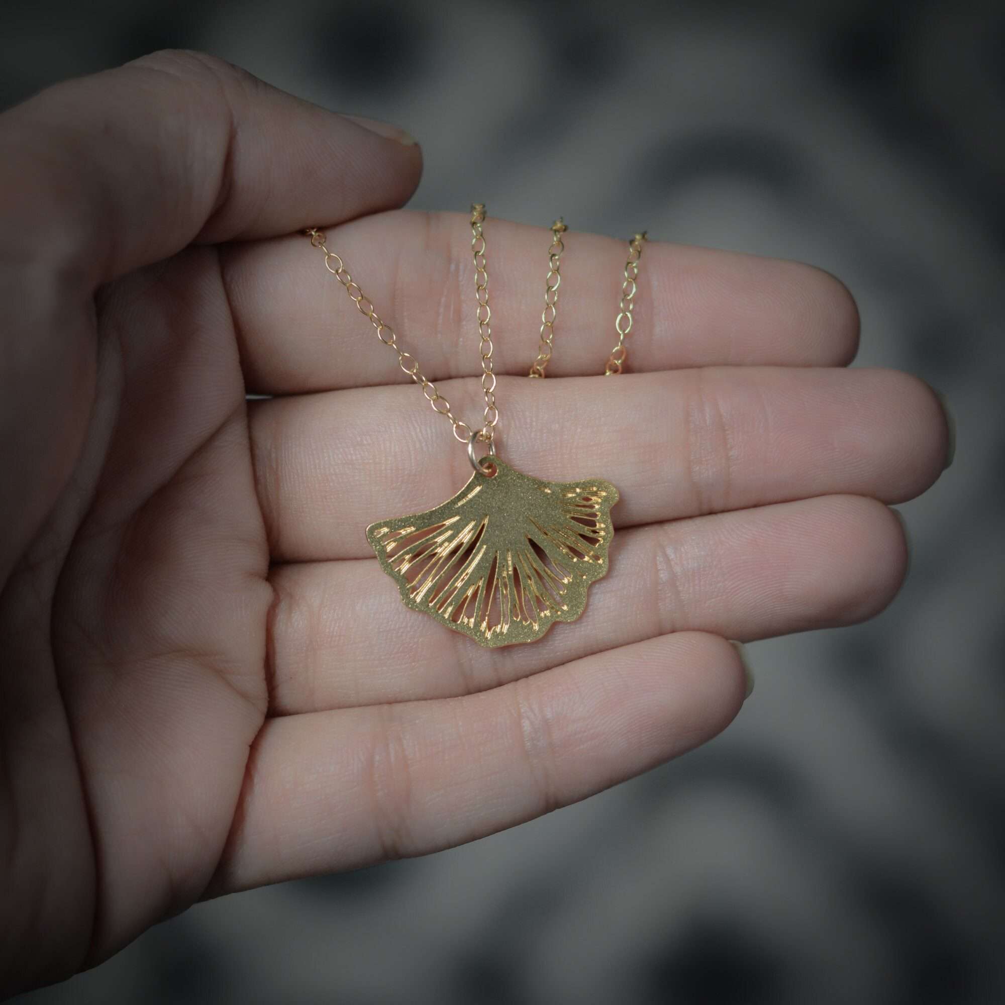 Gold leaf necklace ginkgo leaf necklace ginkgo charm leaf pendant
