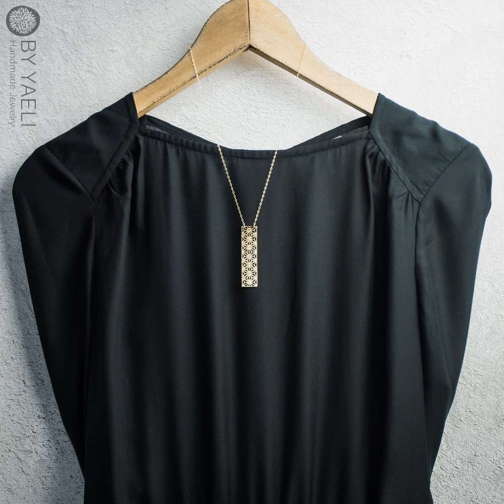 Geometric necklace gold rectangular necklace gift for her