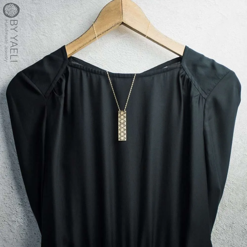 Geometric necklace gold rectangular necklace gift for her