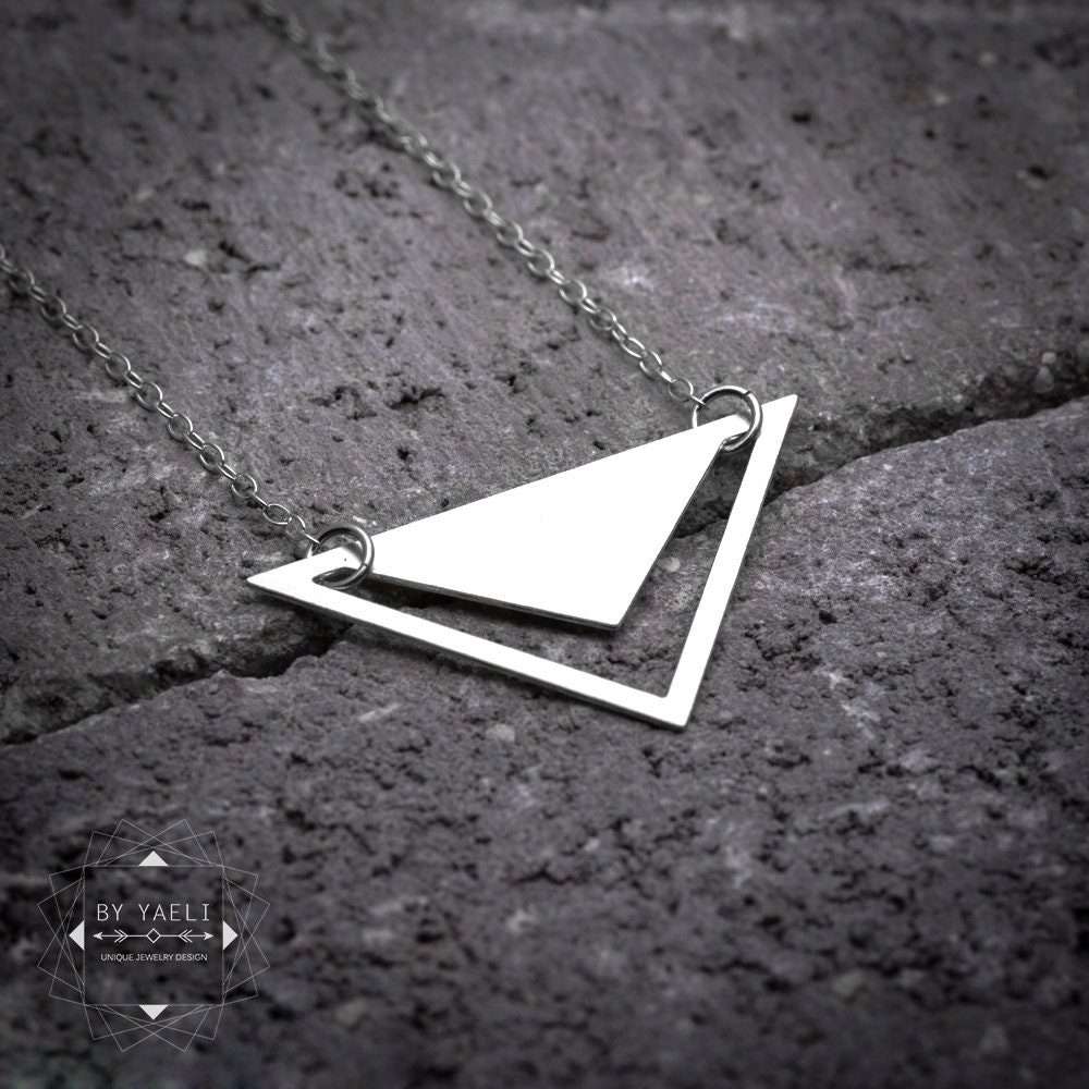 Triangle necklace silver triangle pendant geometric necklace