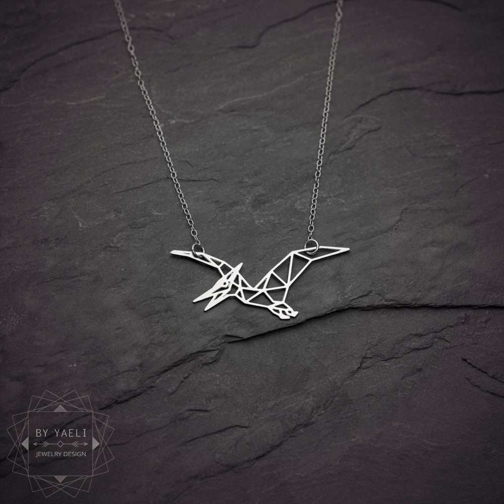 Dinosaur necklace origami pterodactyl necklace Jurassic park 3 Dinosaur necklace origami pterodactyl necklace Jurassic park - Image 3