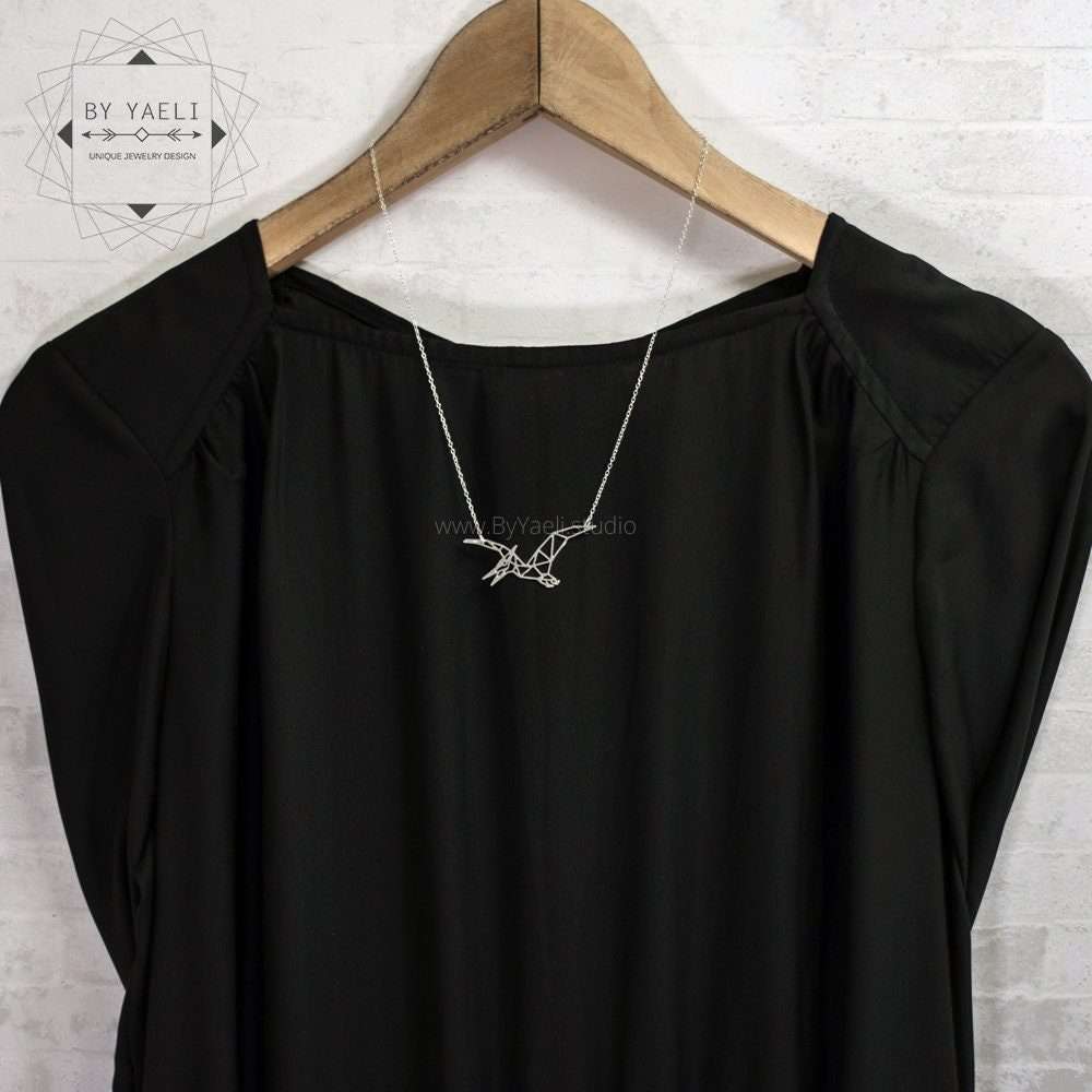 Dinosaur necklace origami pterodactyl necklace Jurassic park