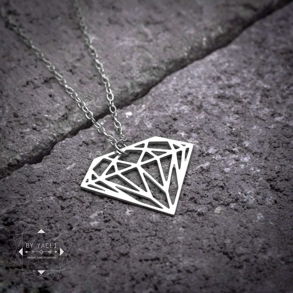 Geometric necklace silver diamond necklace dainty minimalist necklace for women gift for here