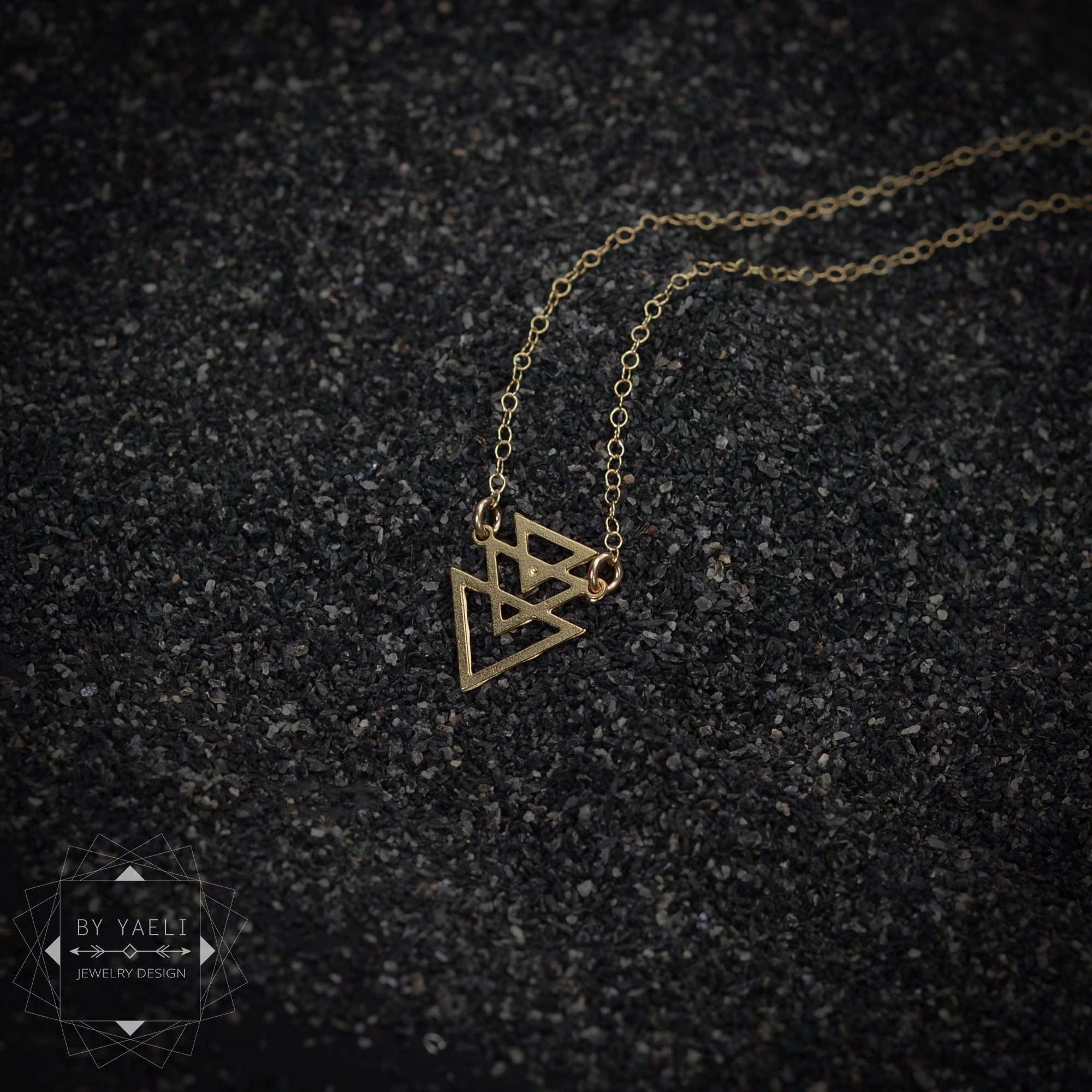 Triangle necklace dainty gold geometric necklace triangles pendant