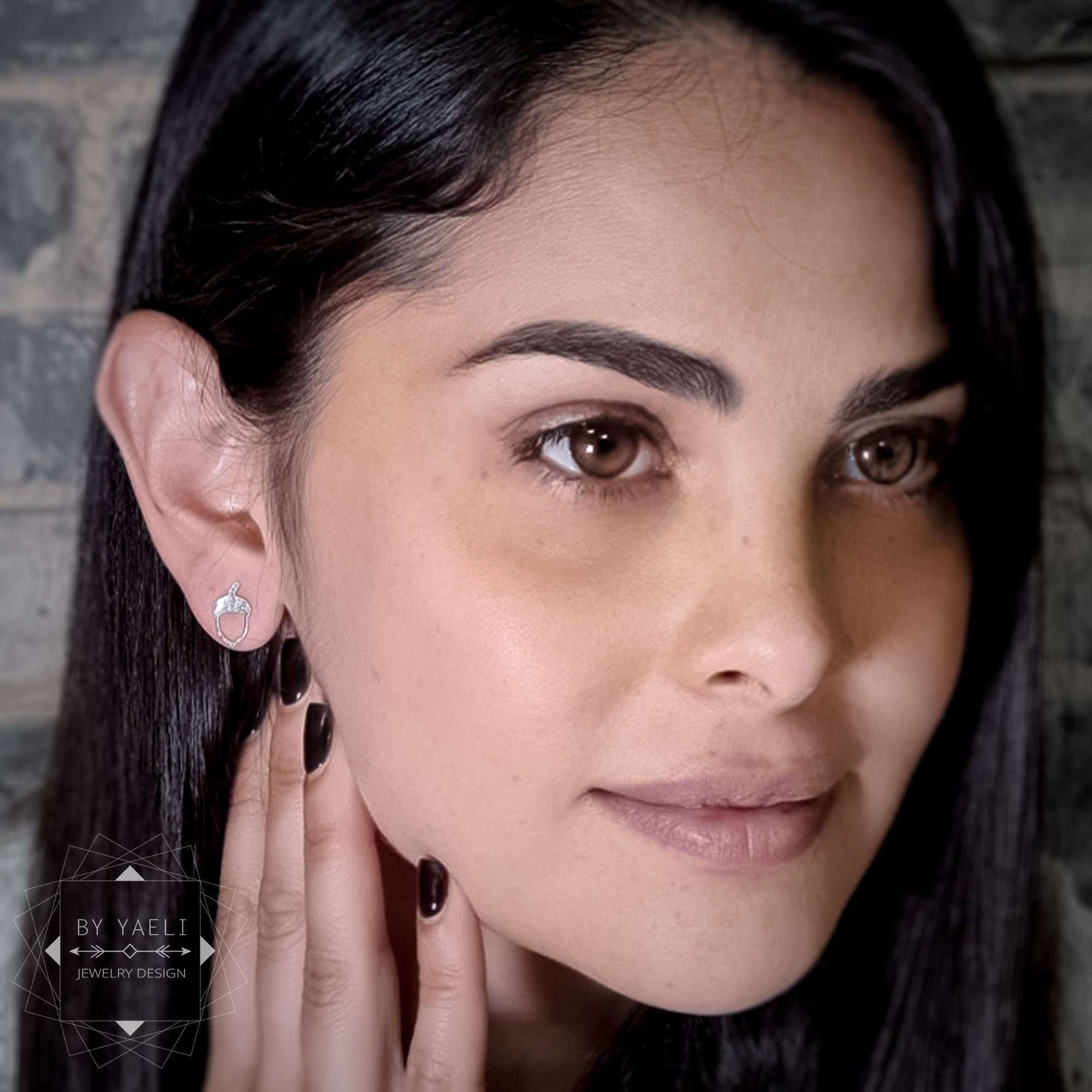 Acorn earrings – dainty acorn stud earrings, silver minimalist tiny acorn post earrings