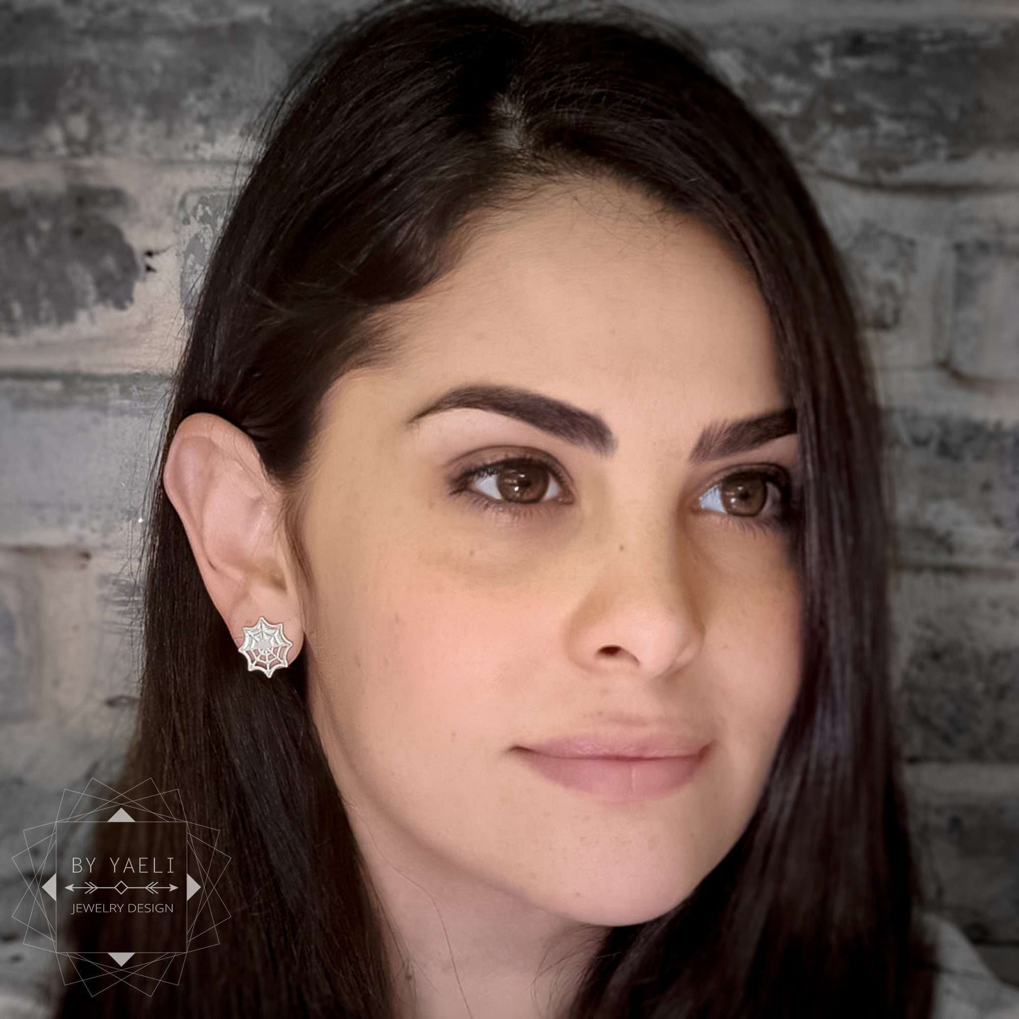 Spider web earrings spider stud earrings cut spider web gothic jewelry gothic silver earrings