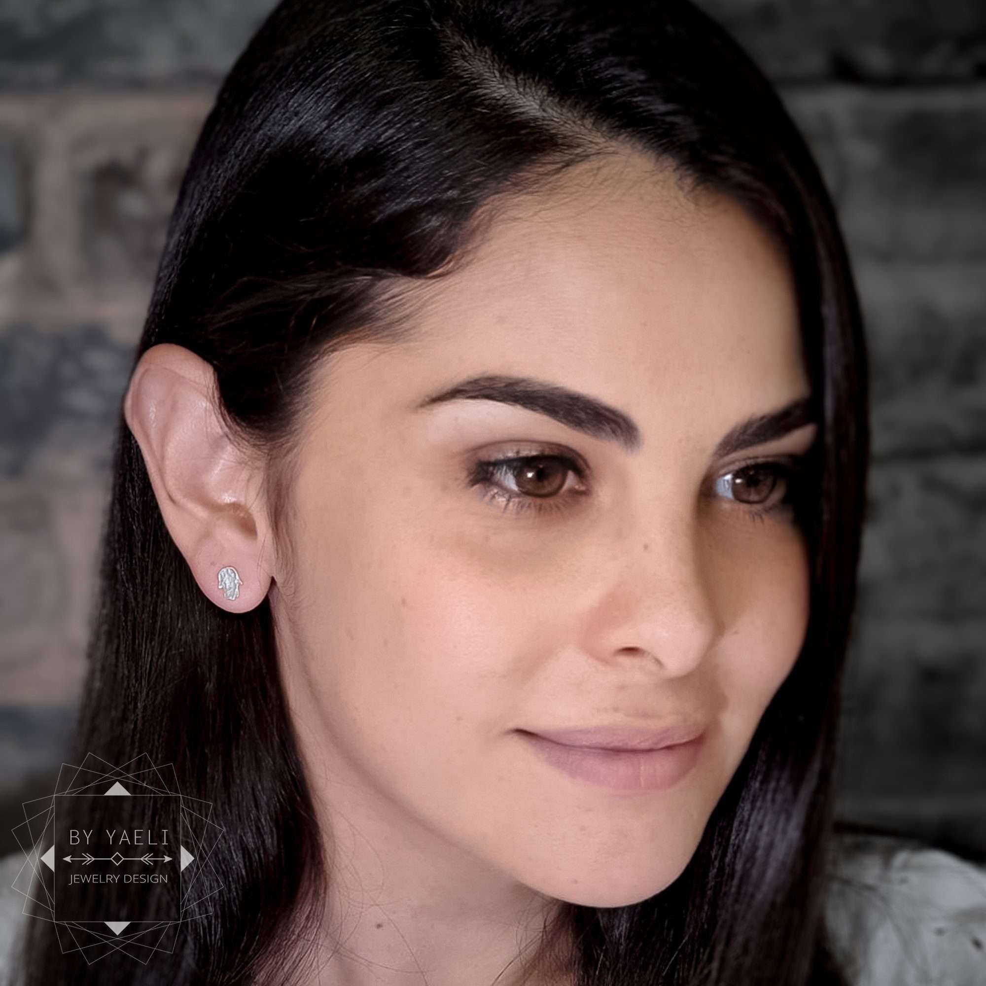 Hamsa earrings tiny hamsa stud earrings silver hamsa post earrings