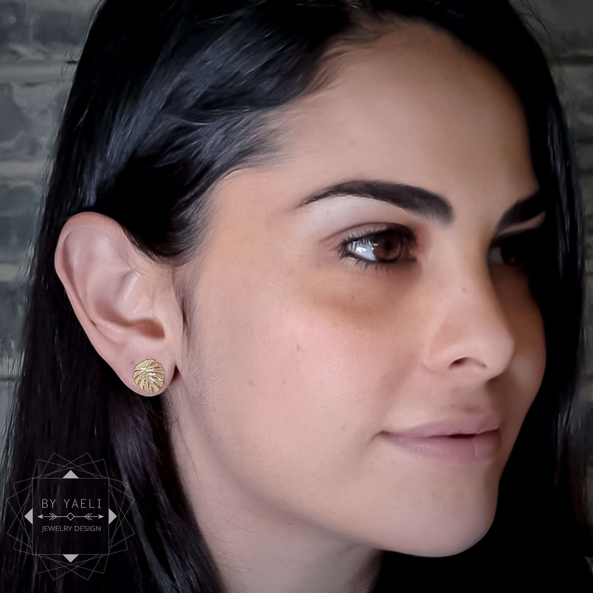Leaf earrings Monstera leaf stud earrings tropical earrings 3 Leaf earrings Monstera leaf stud earrings tropical earrings - Image 3