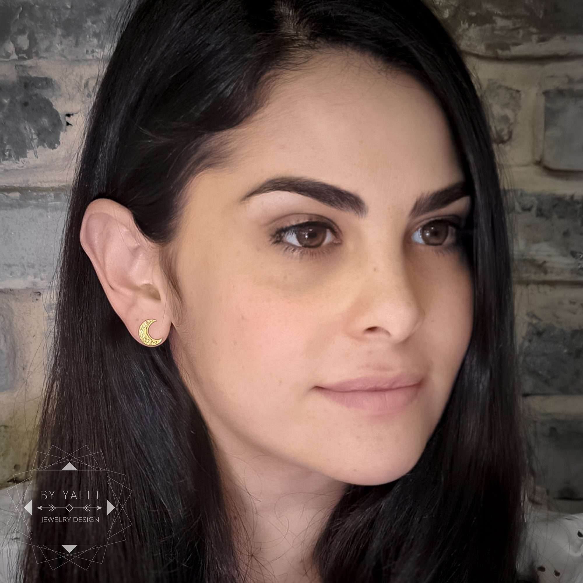 Moon earrings crescent earrings gold celestial post earrings