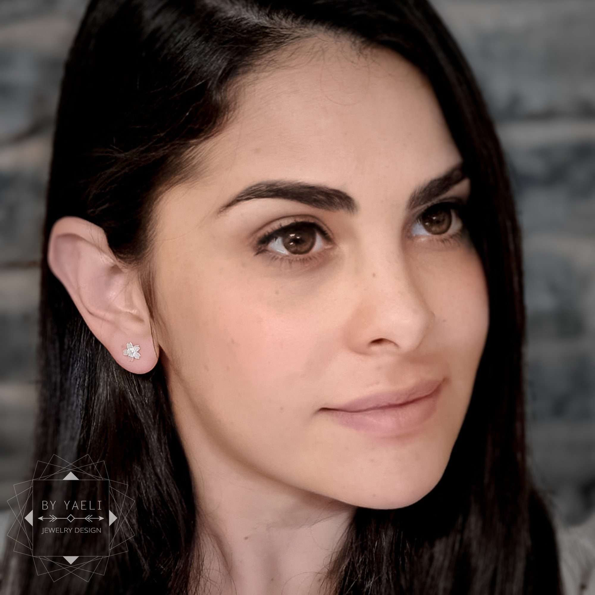 Flower earrings tiny sakura stud earrings silver Japanese minimalist earrings