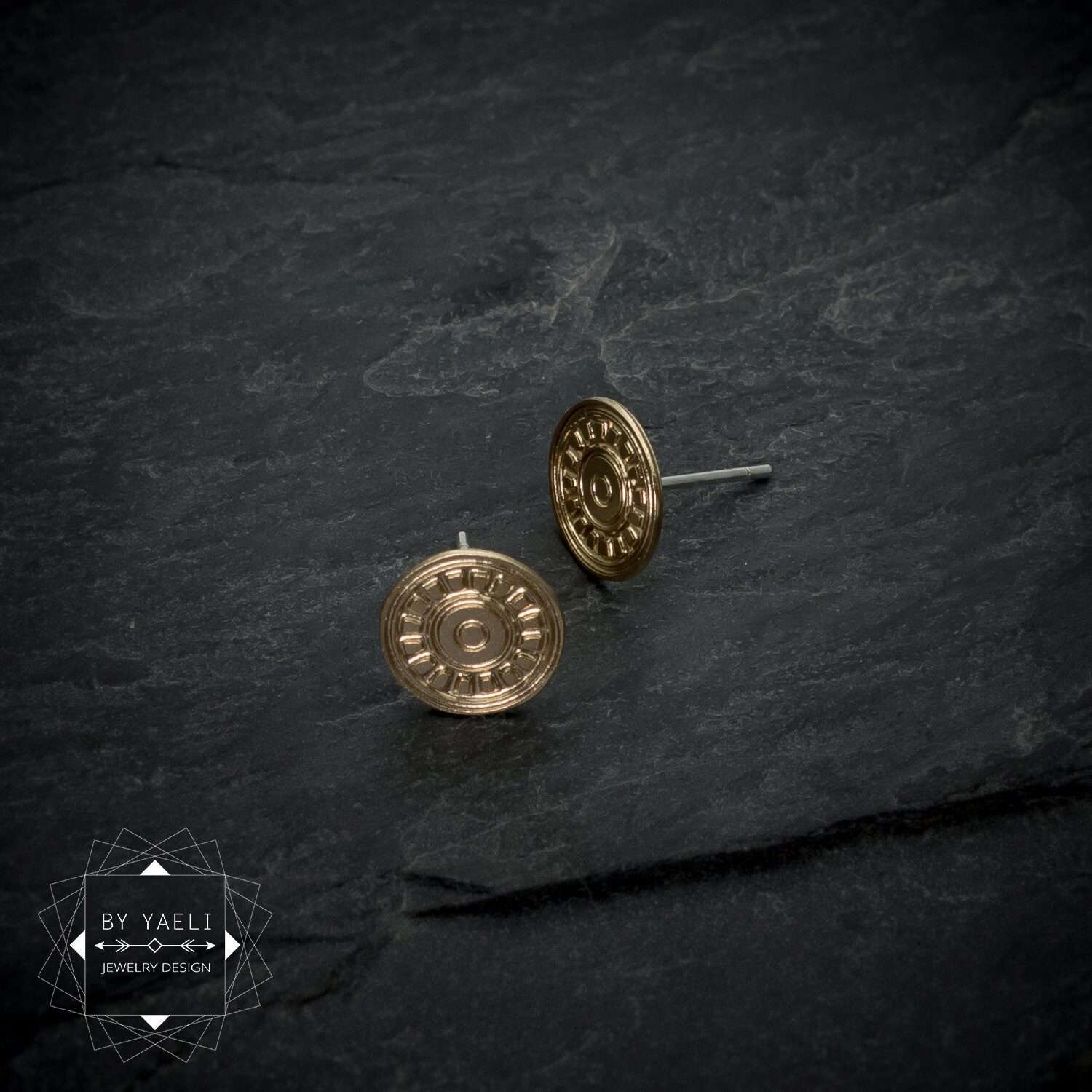 Disc earrings gold stud earrings geometric gold disc stud earrings 4 Disc earrings gold stud earrings geometric gold disc stud earrings - Image 4