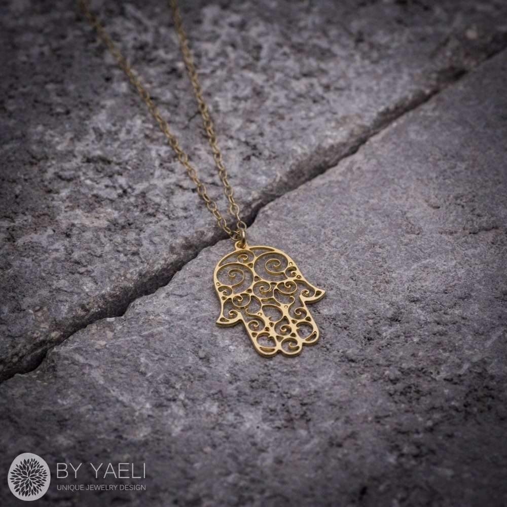 Hamsa necklace gold hamsa charm hamsa jewelry protection necklace hamsa pendant