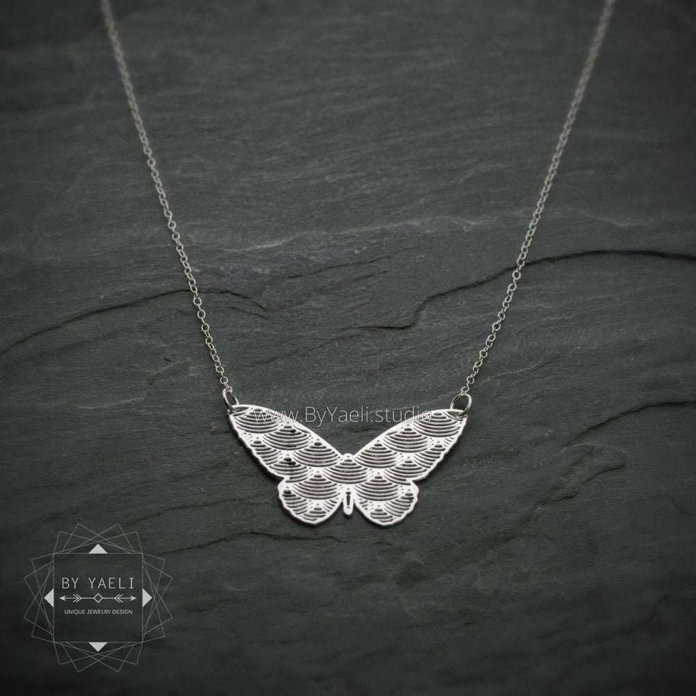 Butterfly necklace geometric silver butterfly jewelry butterfly pendant