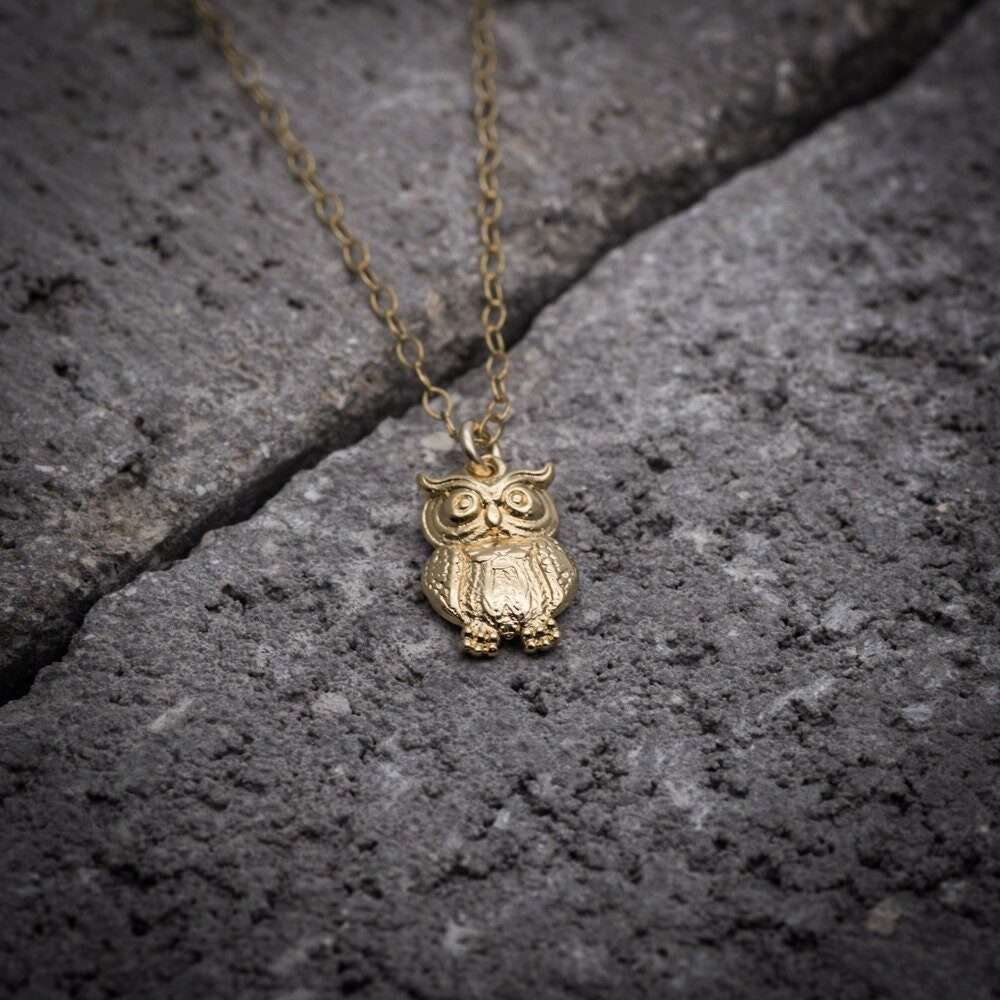 Owl necklace owl pendant tiny necklace dainty owl charm