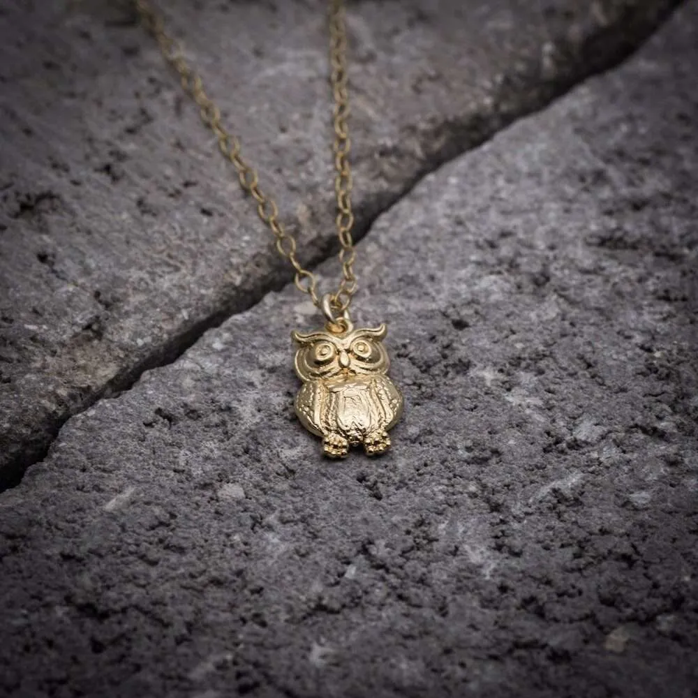 Owl necklace owl pendant tiny necklace dainty owl charm