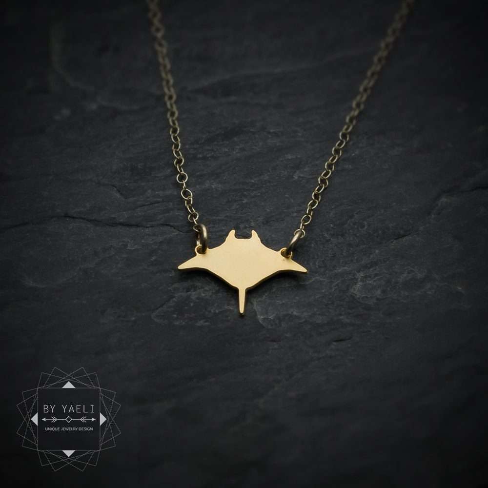 Manta necklace manta ray fish necklace gold manta ray ocean necklace manta ray charm