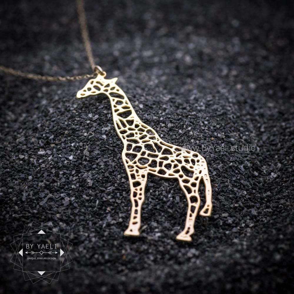 Giraffe necklace, gold giraffe gift, animal necklace